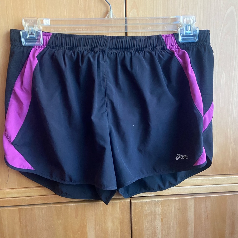 Asics Black and Purple Athletic Shorts